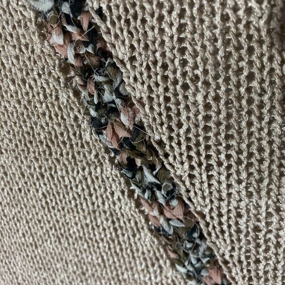 VALENTINE tan brown beaded cap sleeve acrylic nylon sweater top S - Picture 5 of 8